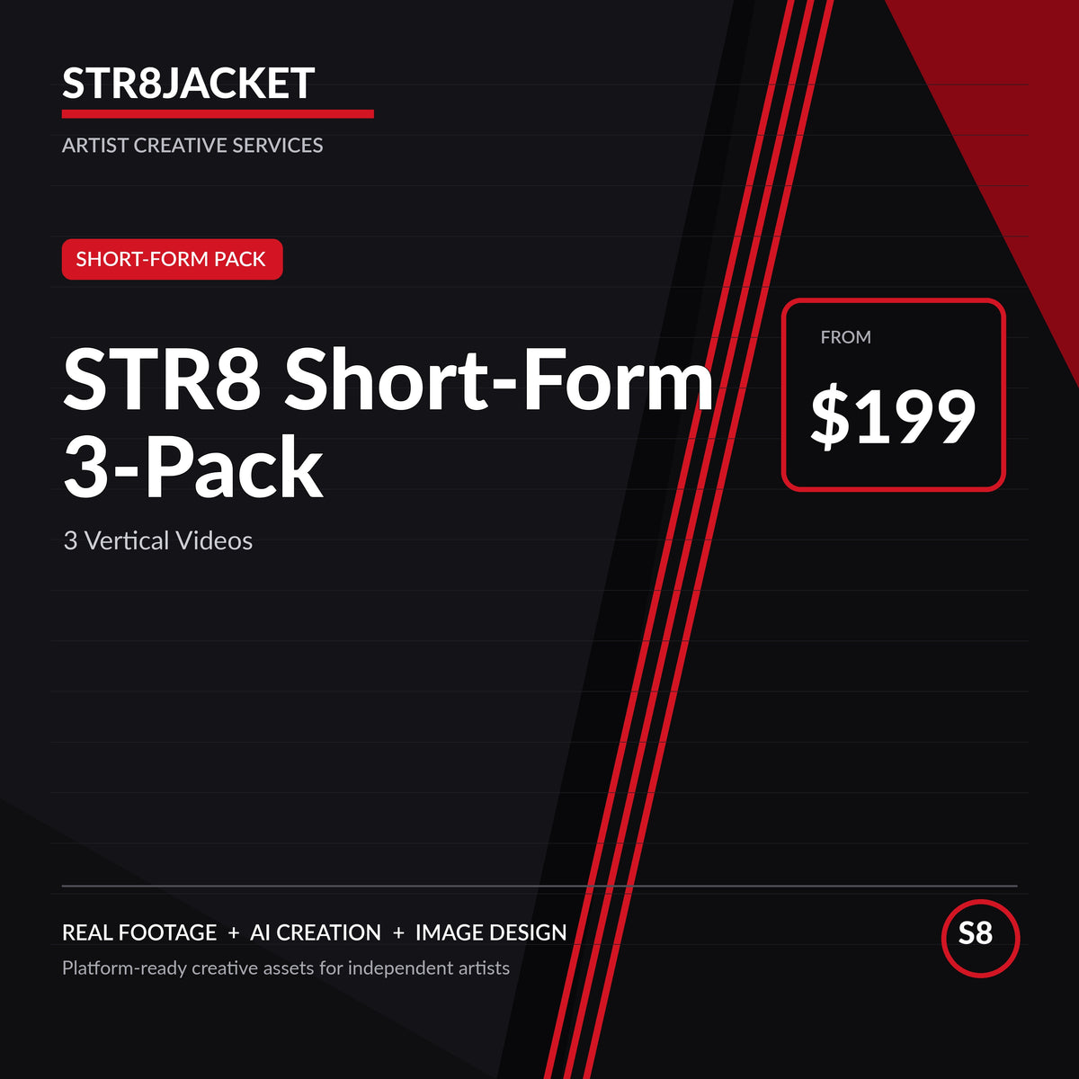 STR8 Short-Form 3-Pack — STR8JACKET artist creative service