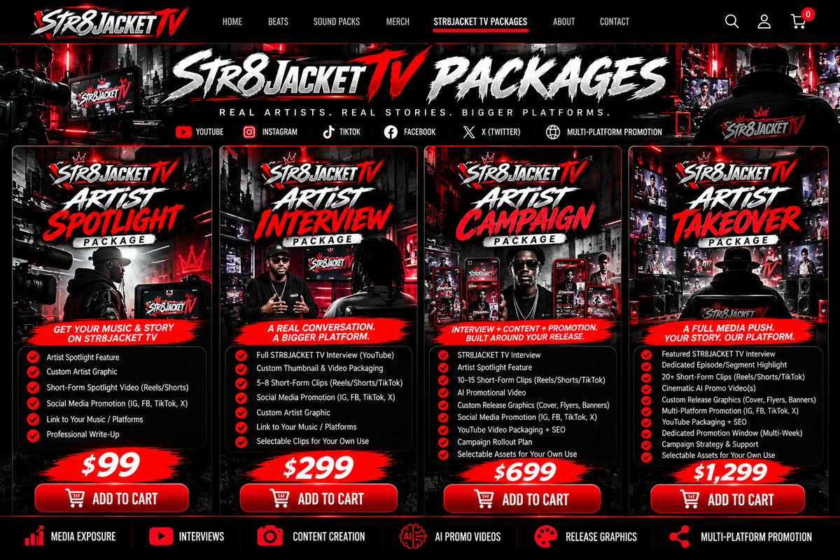 STR8JACKET TV artist media packages