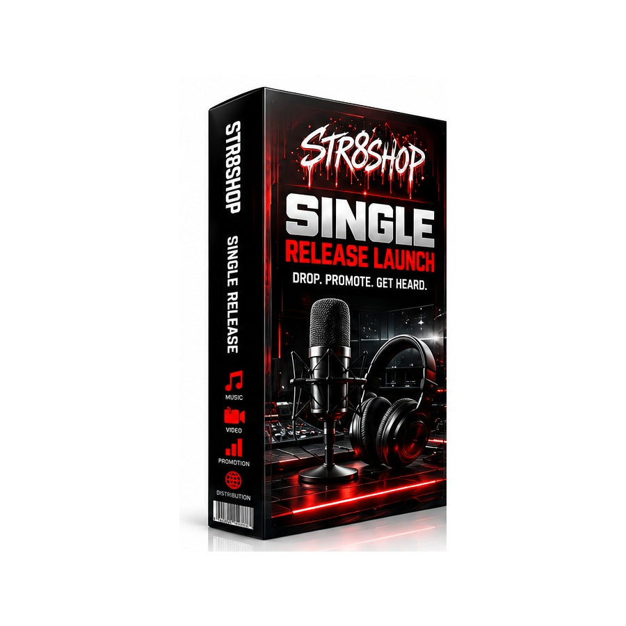 STR8 Single Release Launch 3D software package box on white background